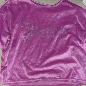 Juicy Couture Fuchsia Velour Tee rhinestone Logo Cropped Size Small